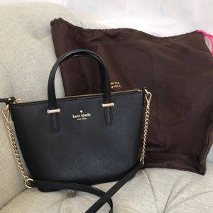 KATE SPADE BLACK PURSE WITH GOLD ACCENT